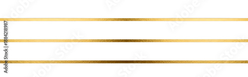 Minimalist Wide PNG Banner with Three Horizontal Golden Foil Stripes on Transparent Background