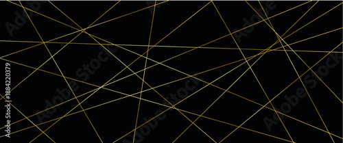 Gold linear pattern on black background with chaotic geometric lines creating luxury abstract texture for modern design projects and seamless decoration concepts. Vector illustration.