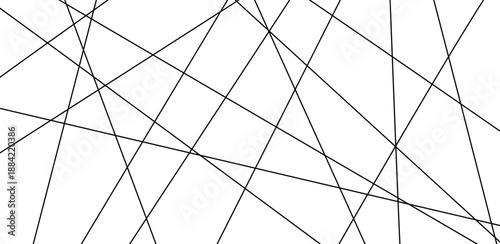 Geometric black and white background featuring random linear elements. Chaotic straight line arrangement creates abstract seamless pattern with irregular diagonal stripes and modern minimalist design.