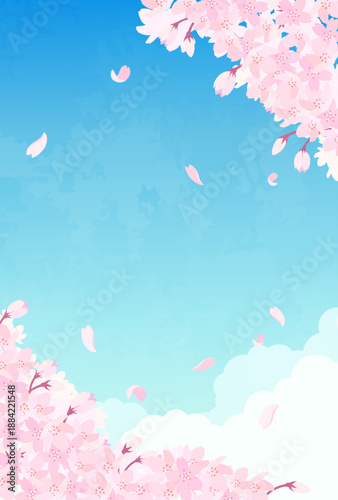 桜と青空のイラスト_縦4