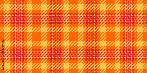 Mix check tartan vector, multicolor texture pattern background. 1970s seamless textile fabric plaid in bright and amber colors.