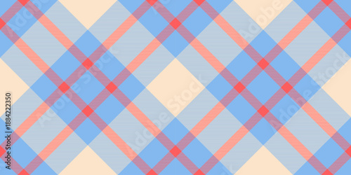 Youth pattern seamless vector, mid check fabric plaid. Flooring textile tartan texture background in blue and bisque colors.