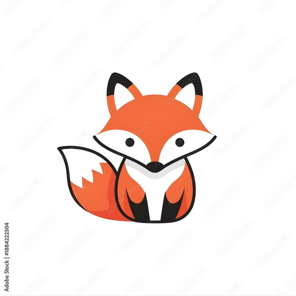 Obraz premium Charming and minimalistic orange fox illustration, a delightful cartoon character design perfect for children's books, cute animal branding, and playful graphic projects