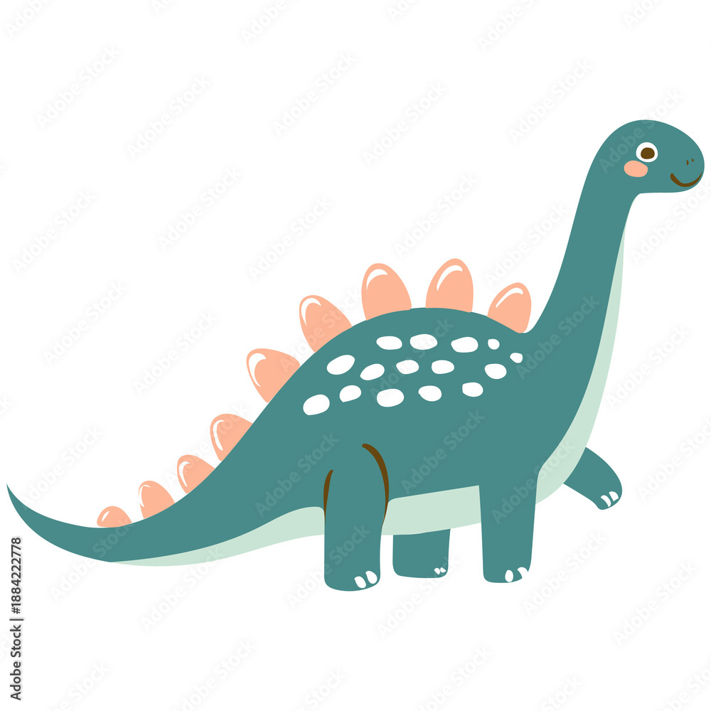 Naklejka premium Cute illustration of dinosaur. Cartoon character for kids prints, baby clothes, nursery decor. Isolated on transparent background