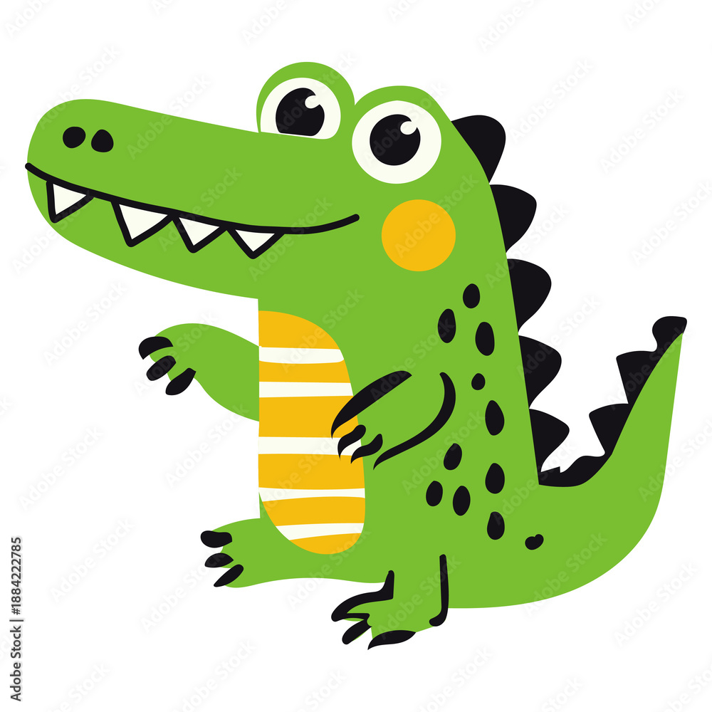 Obraz premium Cute illustration of crocodile. Cartoon character for kids prints, baby clothes, nursery decor. Isolated on transparent background