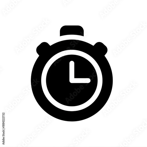 A sleek black stopwatch icon, perfectly representing time measurement, speed, and efficiency for deadlines and productivity in any project or activity