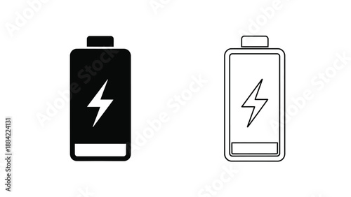 Two battery icons one filled and one outline both showing charge