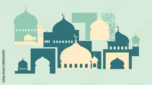Abstract Minimalist Mosque Architecture Background for Ramadan and Eid Mubarak