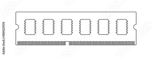 RAM memory module icon set for computer hardware, random access memory vector illustration for PC and laptop.