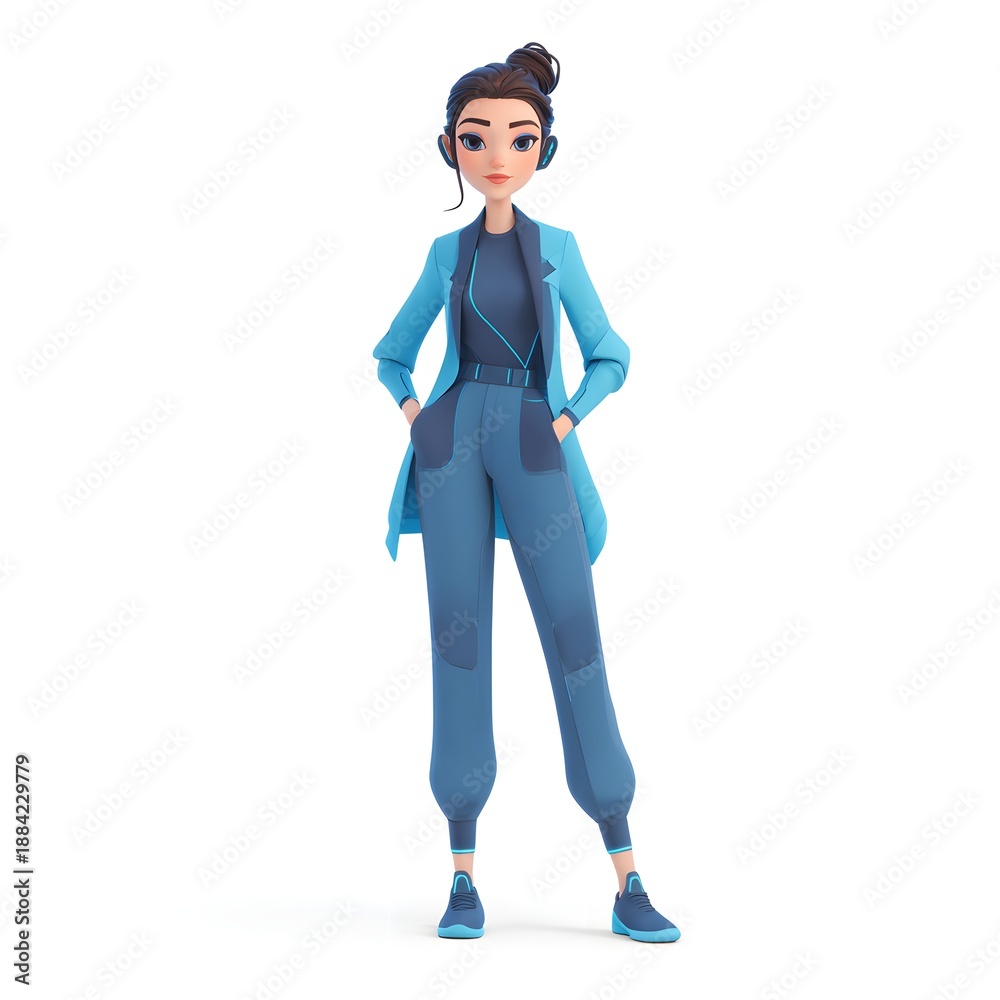 Fototapeta premium Woman in a blue jacket