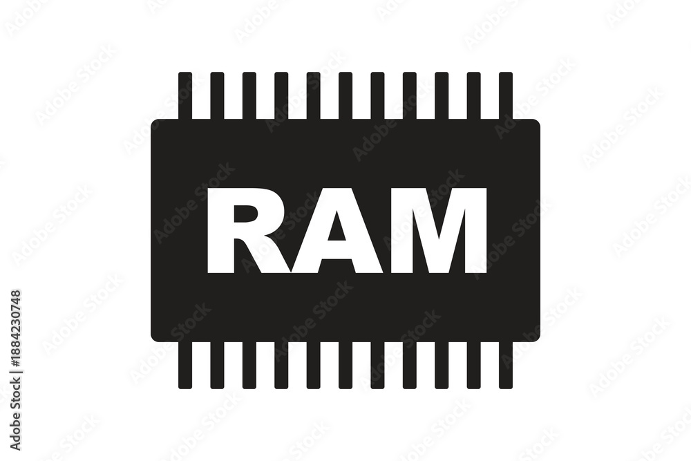 Obraz premium Memory module RAM chip icon collection, computer hardware and system memory vector illustration.