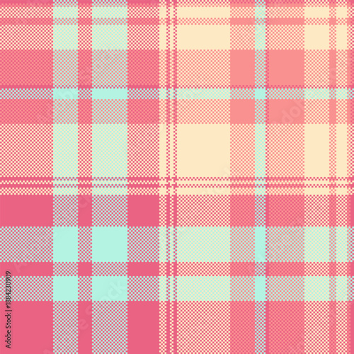 Trim seamless fabric texture, tablecloth background tartan vector. Pretty check pattern textile plaid in red and bisque colors.