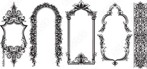 Ornate Vintage Frames and Decorative Elements Set.