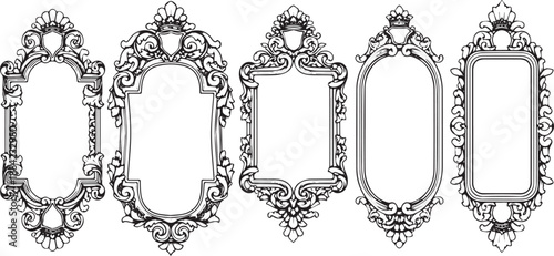 Set of Ornate Vintage Frames with Intricate Floral Details.