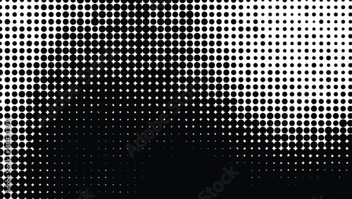 Halftone dots pattern with gradient effect in black and white