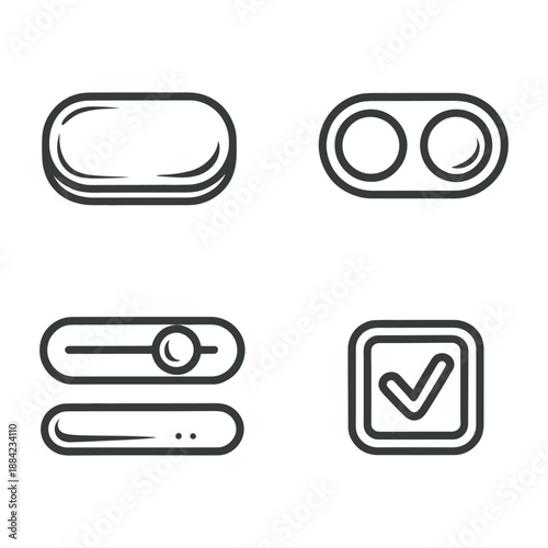 Hand-Drawn User Interface Controls - Toggle, Slider, and Checkbox