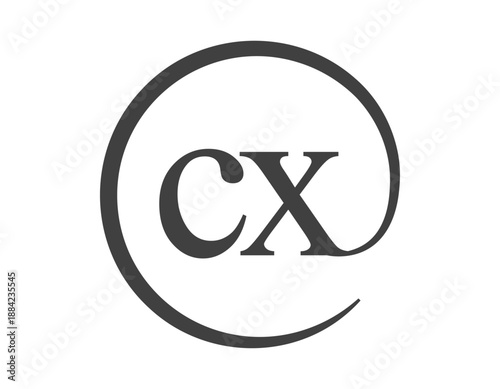 CX logo from two letter with circle shape email sign style. C and X round logotype of business company