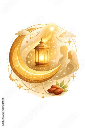 Ramadan Kareem Golden Illustration for Spiritual Promotions and Holiday Branding
