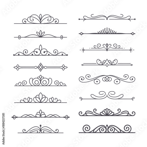 Decorative Text Dividers and Ornate Border Lines Set