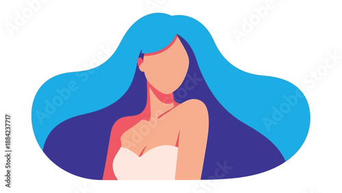 Illustration of a serene woman with long flowing hair in a calm environment