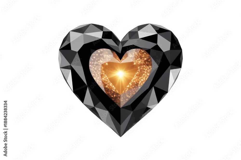 Obraz premium Glittering heart shaped diamond sparkle luxury isolated on a transparent background