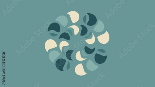 Modern Minimalist Teal Circular Geometric Abstract Background