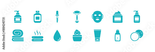 Icon set for skincare, isolated on a white background.
