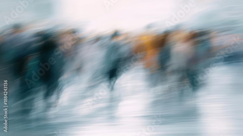 Wallpaper Mural Blurred photograph of a group of people walking on a beach. the people are in motion, creating a sense of movement and energy. Torontodigital.ca