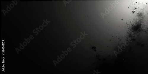 Dark grunge metal wall background with a textured gray pattern of holes and vintage black concrete surface under a dim smoke and fog night sky