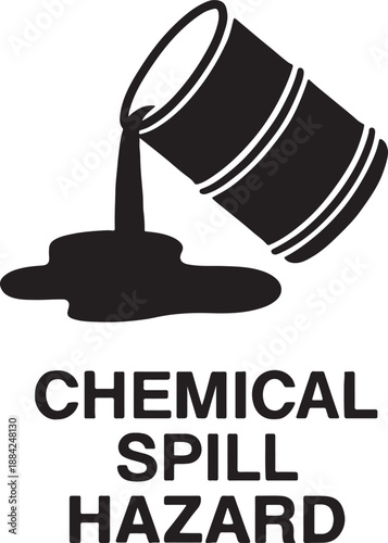 Warning sign depicting a chemical spill from a tipped container