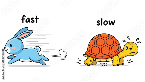 Photos Rabbit Runs Fast Turtle Moves Slow Vector Art.eps