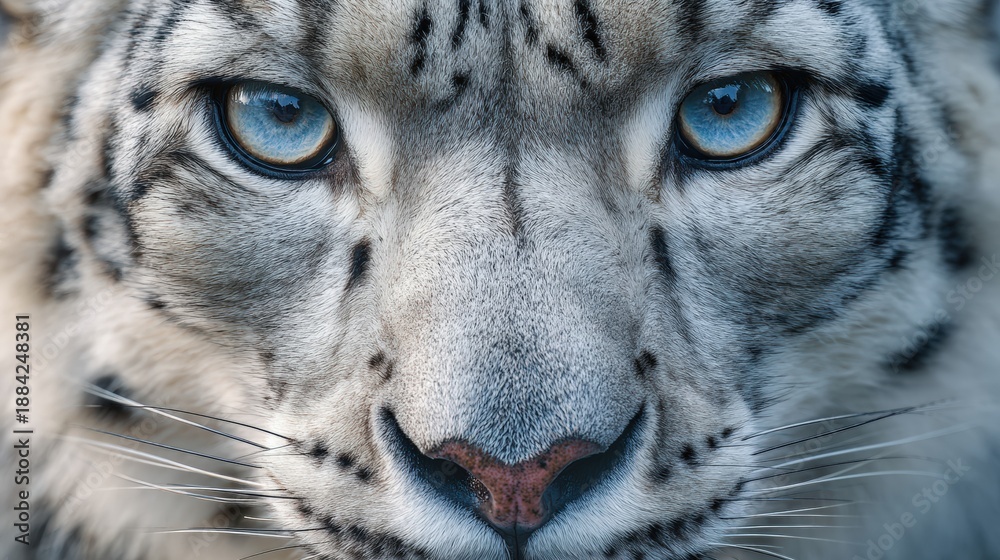 Obraz premium Close-Up of Majestic Leopard Face with Detailed Fur Texture
