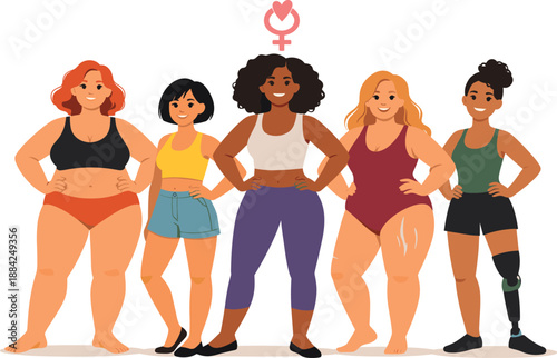 Diverse group of women celebrating body positivity and diversity