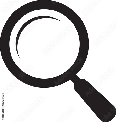 Black Magnifying Glass on White Background