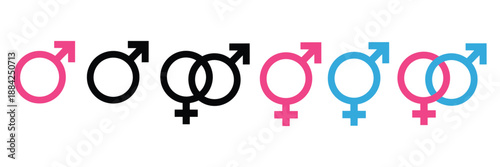 gender female and male set icon, vector illustration collection of gender symbols, pink and blue, a premium ranked vector collection showcasing clear male and female symbols for infographics,