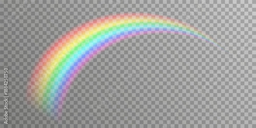 Rainbow receding into the distance with transparent effect. Vector