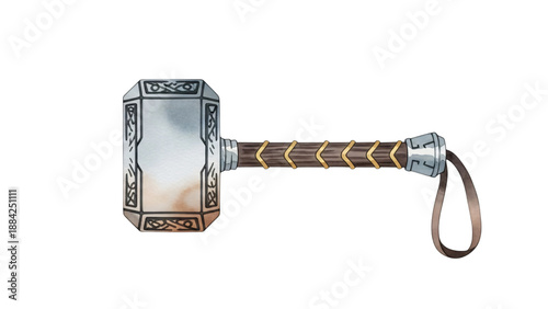 An illustration of viking axe with long handle and long blade on.