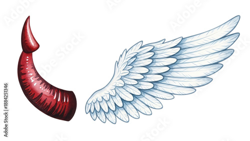 Red and white wing with white wings on it back and wings.