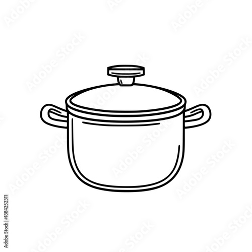Simplicity Kitchen: Line Art Double Boiler | Clean, isolated vector art for creative projects.