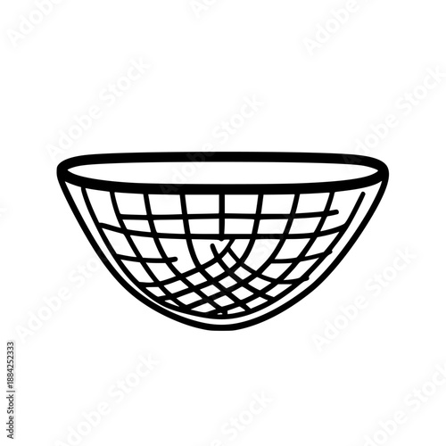 Netted monochrome: simple yet elegant line art marinade draining net, ready capture essence culinary preparation.
