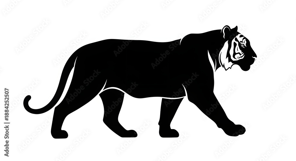 Naklejka premium Tiger Silhouette Vector Art Illustration - Generative AI.