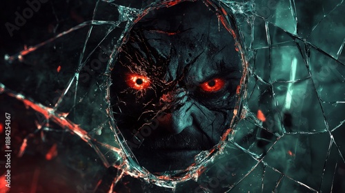 Dark mask with glowing eyes