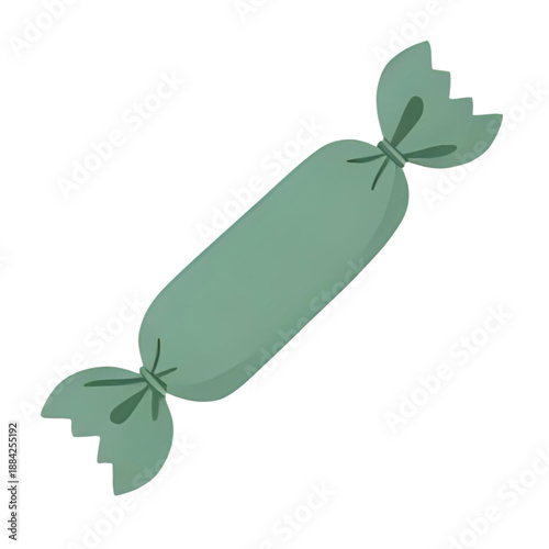 A green candy illustration wrapped in twisted paper ends, isolated on a clean background, viewed from a slight angle, file reference 479.svg