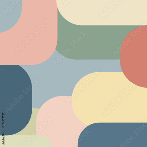 Abstract geometric shapes in pastel colors with rounded corners.