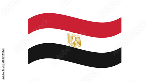 High-quality illustration of the national flag of Egypt featuring red, white, and black horizontal stripes with the golden Eagle of Saladin.