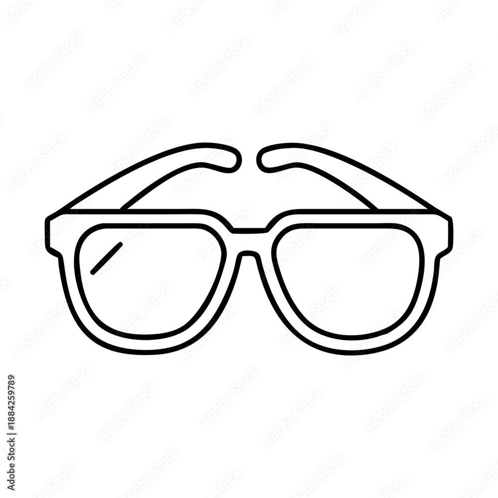 Fototapeta premium A simple line drawing of a pair of glasses with clear lenses and a minimalist frame design on a white background