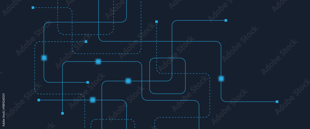 Obraz premium Abstract digital AI circuit board background with tech icons. Digital technology motherboard texture design. Engineering circuit board concept for poster, header, banner, website, presentation