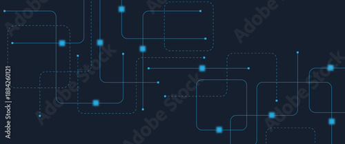 Abstract digital AI circuit board background with tech icons. Digital technology motherboard texture design. Engineering circuit board concept for poster, header, banner, website, presentation