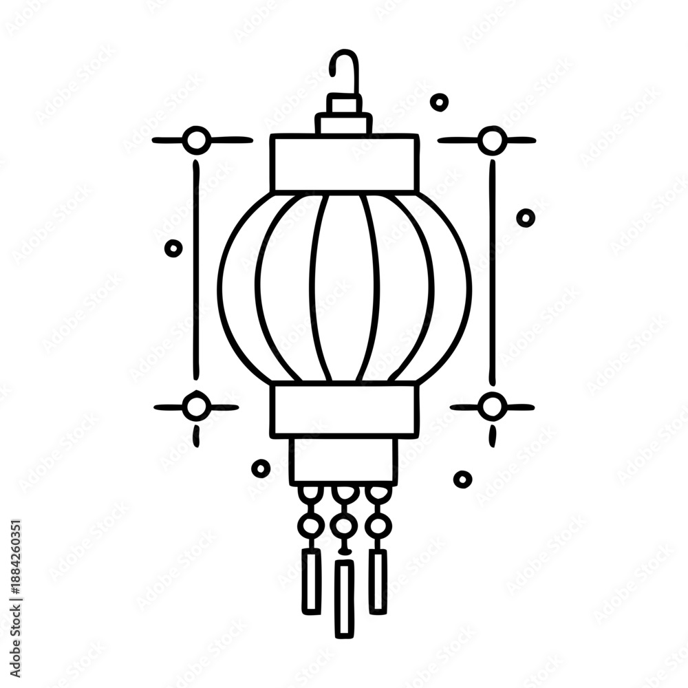 Fototapeta premium Technical drawing of a hanging lantern with detailed measurements and components