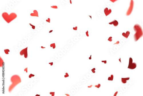 Red Heart Confetti Falling Frame Decoration